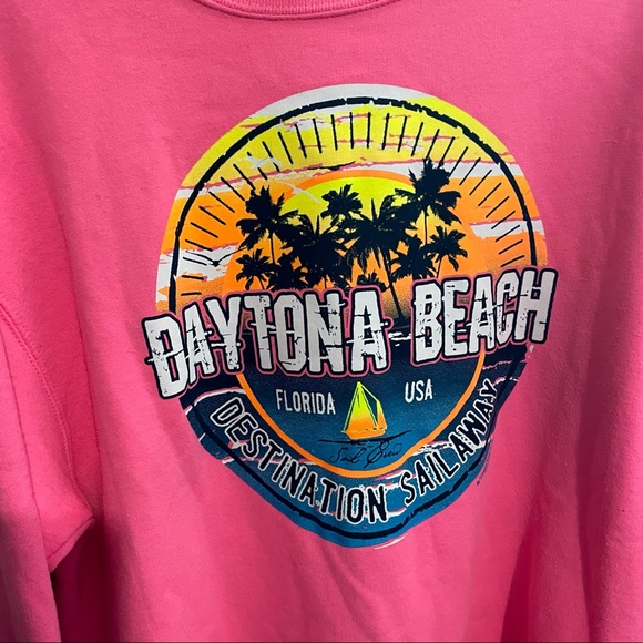 Oversized neon pink Daytona beach crew neck large - Picture 2 of 5